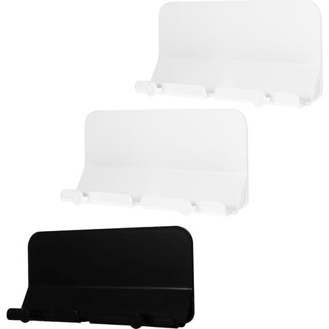 Lot de 3 supports adhésifs muraux pour téléphone portable et tablette, avec support de rangement. (1/5)