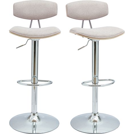 Sgabelli da bar design regolabili in tessuto effetto velluto beige e metallo (set di 2) VASCO