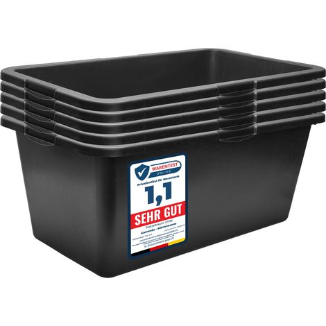 Garronda Mörtelwanne 5 Pack 60 L Rechteckig Mörtelkübel Kunststoffwanne – stabile Maurerkübel aus recyceltem PE Mörtelkasten für Beton, Garten oder Werkstatt GD-0169