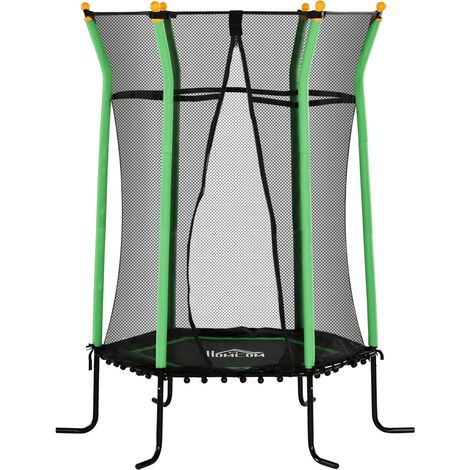 Kinder Trampolin Ø163,5 cm, Indoor Trampolin mit Sicherheitsnetz Randabdeckung Gummiseil, Kindertrampolin bis 50 kg, für Kinder 3-10 Jahre Grün