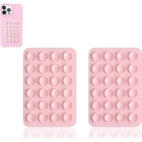 Beyamis Étui de téléphone portable à ventouse en silicone rose clair (lot de 2), fixation stable pour selfies mains libres, compatible avec 24 capsules. (1/5)
