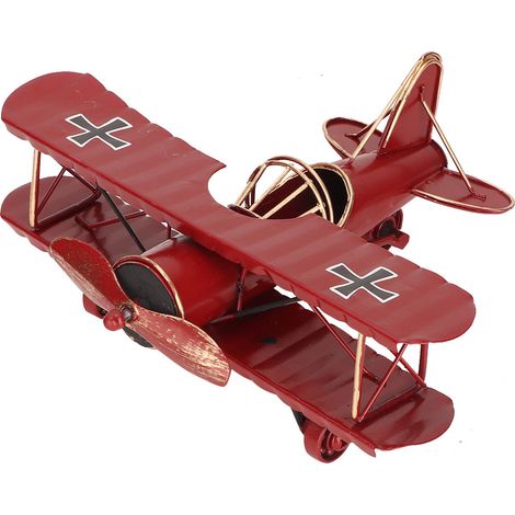 Modèle d'Avion Vintage en Fer Forgé - Décoration de Bureau et Accessoire Photo (Rouge) (1/5)