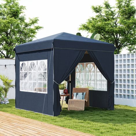Gartenpavillon faltbar höhenverstellbar 248x248 cm Blau OKMYHOME (1/5)