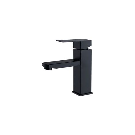 Robinet en acier inoxydable noir avec poignée carrée mitigeur eau chaude/eau froide disponible robinet d’évier amovible. (1/5)