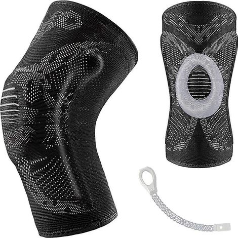 Kompressions-Sportknieorthese, elastische Manschette mit Silikongelpolstern und seitlichen Stabilisatoren