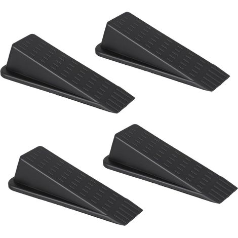 BEBUSINGOTO Butée de porte 4 pièces, sans butée de porte, outil de butée de porte, butée de porte, butée de porte antidérapante, cale de butée de porte en carreaux de céramique peler et coller, noire (1/4)