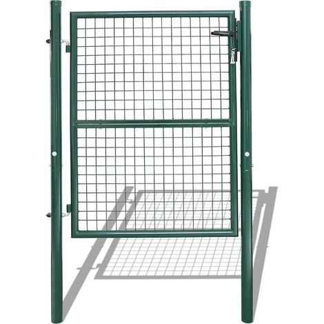 SWANEW Gartentor Zaundertor 125 x 100 cm tubo in acciaio zincato incluso blocco e mesh porta da giardino Zaunder Dimensioni 5 × 5 cm di Rust Rust -Rust Green