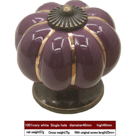 Türgriff in Kürbisform aus Keramik für Schubladen, Schränke und Kleiderschränke (Violett) (1/5)
