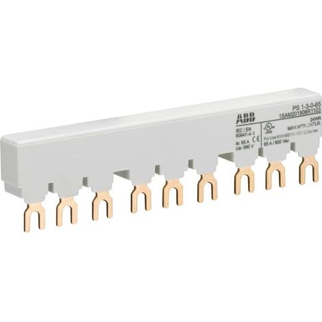 Peigne d'alimentation 65A Max pour 3 MS116-MS/MO132 sans contact auxilliaire 1SAM201906R1103 ABB H440069