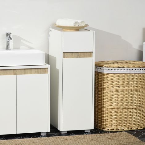 Freistehender Badezimmer-Unterschrank mit Schublade und Ablage, weiß