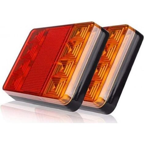Feux Arriere LED - 12 V - 8 LED - Etanche IP65 - Pour Camions Remorques Caravanes Fourgonnettes - 2 Pieces