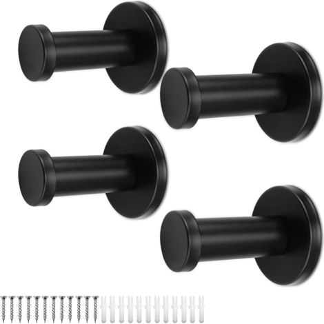4 runde schwarze Wandhaken, 75 mm Edelstahl-Wandhaken, geeignet zum Aufhängen von Gegenständen in der Küche (1/5)