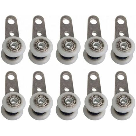 Lot de 10 roulettes pour baies vitrées ou portes coulissantes - en métal et en plastique - 4,5 x 1,9 cm (1/4)