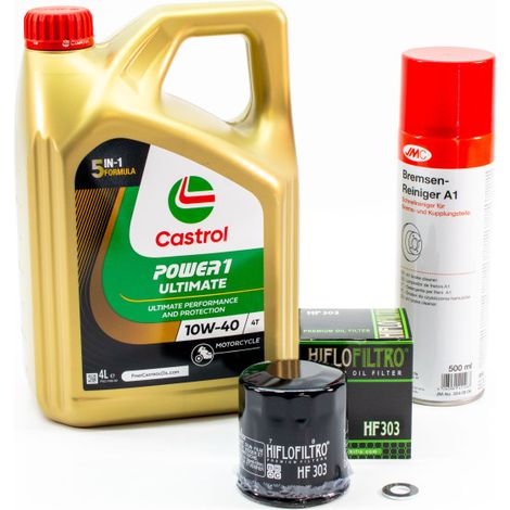 Kit Entretien Vidange pour KAWASAKI VN 800 DRIFTER de 1999 à 2005 - CASTROL POWER 1 ULTIMATE 10W-40 4L