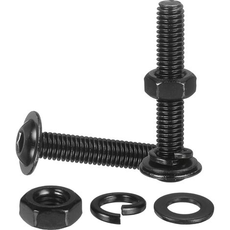 20 Jeu De Vis À Tête Bombée À Embout Hexagonal M6 x 45mm, Noir Acier Inoxydable 304 18-8 Vis À Tête Hexagonale, Boulons, Écrous, Rondelles Plates Et Rondelles Frein (1/5)