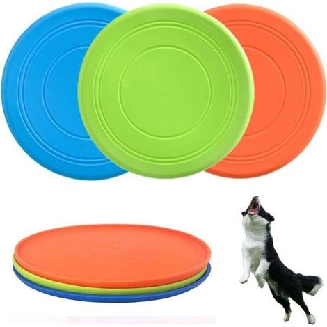 Frisbee Léger Interactif En Caoutchouc Souple Pour Chiens 3 Pièces Flottant Sans Danger Pour Les Dents (1/4)