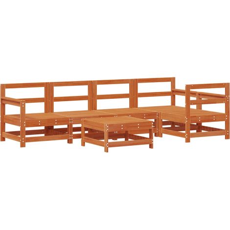 Garden Lounge Set 6 pcs Wax Brown Solid Pine Wood vidaXL (1/5)