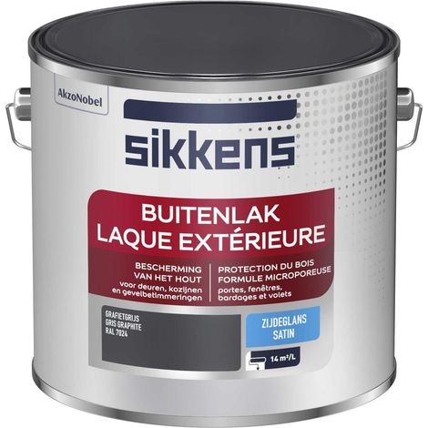 Sikkens - Peinture Laque Extérieure Bois et Fer - Finition tendue, sous-couche intégrée, facile à appliquer - Satin Gris Graphite 2,5 L