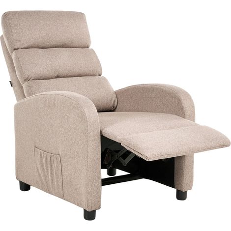 Recliner Chair OTUS With Footrest Fabric Taupe