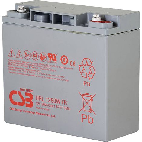 CSB HRL1280W Batterie plomb 12V 20Ah noire fiable (1/2)