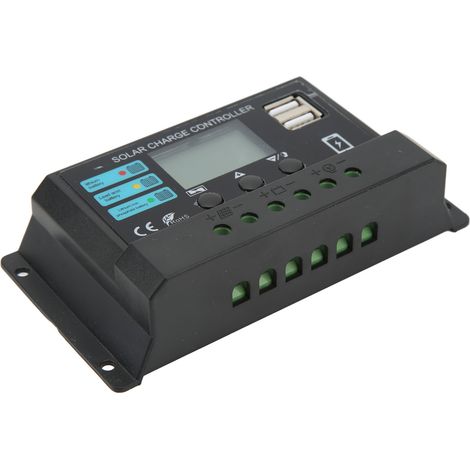 Photovoltaik-Laderegler mit LCD-Anzeige, 12 V/24 V, selbstadaptiv, schwarz, 30 A (1/5)