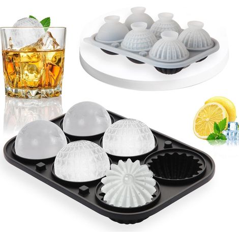 Eiswürfelform Silikon mit Deckel, 5cm große Eiskugeln, BPA-frei, wiederverwendbar (1/5)