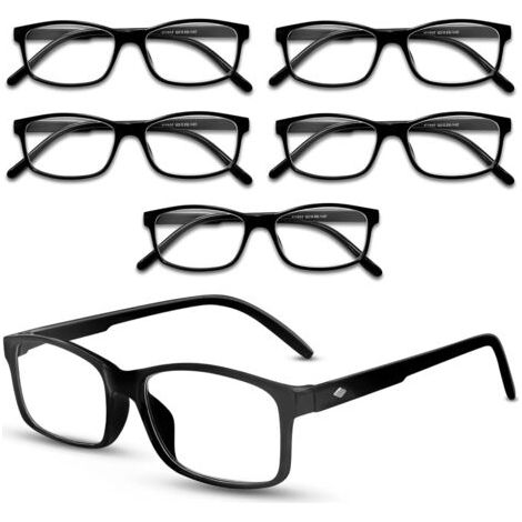 Lot de 6 Lunettes de Lecture Hommes Femme, Lunettes de Lecture Comfort Vision, anti lumiere bleue, Lecteurs stylés en forme carrée, Lunettes Loupe Monture Legere, +1.5, 2.0, 2.5
