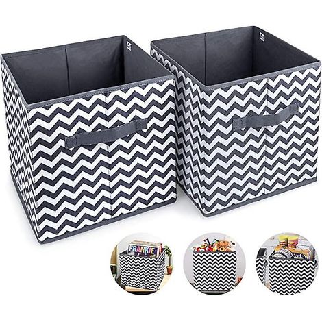 2pcs Cube De Rangement Pliable Botes De Rangement 28x27x27cm Tiroirs Non-tiss Botes Avec Poigne Panier De Rangement Caisse De Rangement Casier Gra (1/5)