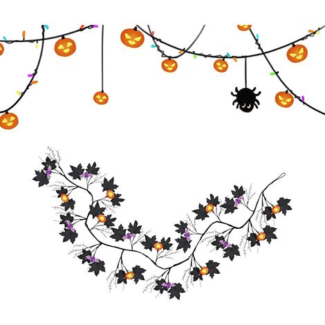 Guirlande Lumineuse Branche de Vigne Halloween,Lumières de Vigne Citrouilles à Piles - Étanche 8 Modes Éclairage Murale en Branches Décoration pour Fenêtre Miroir Salon Jardin Terrasse Chambre (1/5)