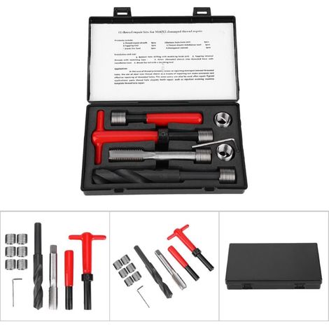 SJLERST Kit de Réparation de Filetage M16x2, Clé de Foret Torsadée en Acier Inoxydable Insert Fileté