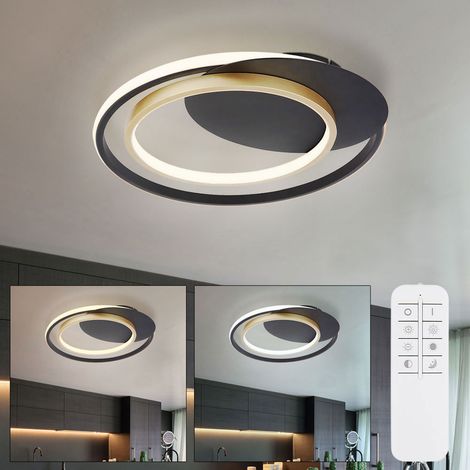 Deckenleuchte dimmbar Wohnzimmer Memory Funktion Nachtlicht Modern Fernbedienung Designleuchte Decke Metall, CCT-Schaltung, 1x LED 36W 900Lm warm-kaltweiß, L 48,5 cm
