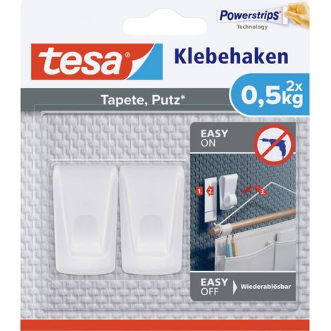 tesa Ganci adesivi e carta da parati tesa - gancio autoadesivo - Ideal per il fissaggio di ghirlande e catene luminose