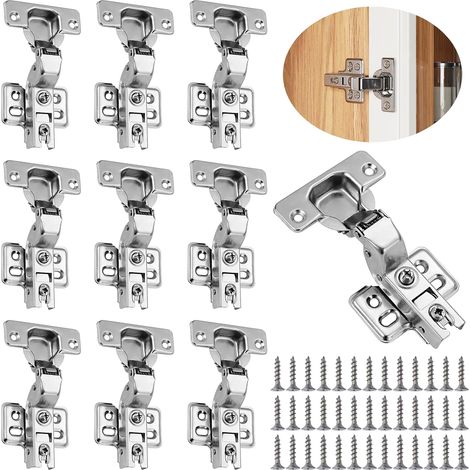 10 Pièces Charniere porte Placard avec Amortisseur,110 Degré Charniere porte Cuisine avec Vis,Mécanisme de Fermeture Automatique Charnière Charniere Invisible pour Armoires de Porte Cuisine