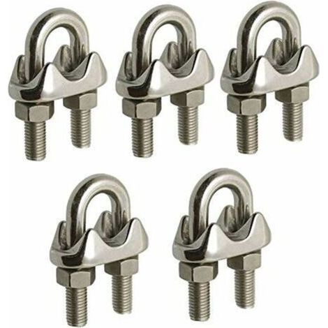 Ulisem 10 Pcs Serre câble à étrier en InoXA4 pour câble acier/inox de (6mm)-Serre-câble (1/4)