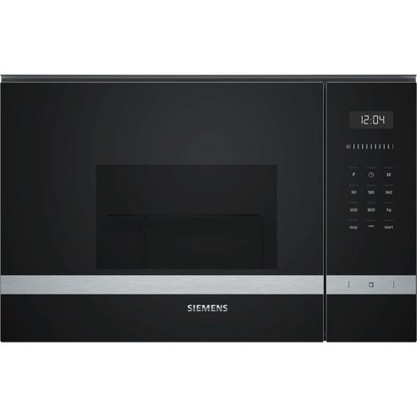 Siemens – Micro-ondes encastrable combiné 20 L 800 W – Noir acier inoxydable – Commande tactile LED – Design moderne pour cuisine contemporaine - BE525LMS0