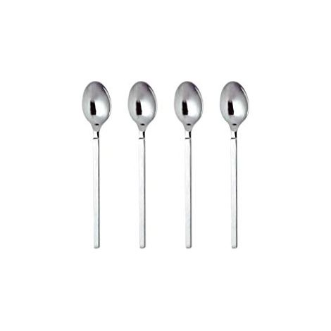 Alessi 4180/9S4 Dry, Set di Quattro Cucchiaini da Moka in Acciaio Inossidabile 18/10, Colore: Argento, Finitura Lucida, 13.5 x 12.5 x 12 cm, 4 unità (1/4)