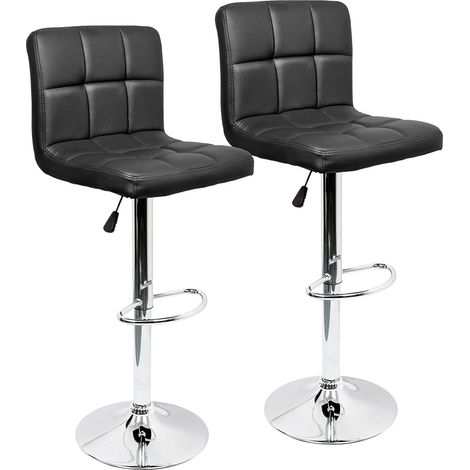 IntimaTe WM Heart Bar Stools Set of 2, Faux Leather Modern Square Kitchen Stools Set Swivel Chairs With Back (Black) 36 x 43 x 94.5cm (1/5)