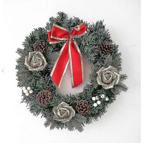 30 cm Weihnachtskranz, Weihnachtsdekoration, Türhänger, gemischter, verschlüsselter grüner künstlicher Kranz (1/4)