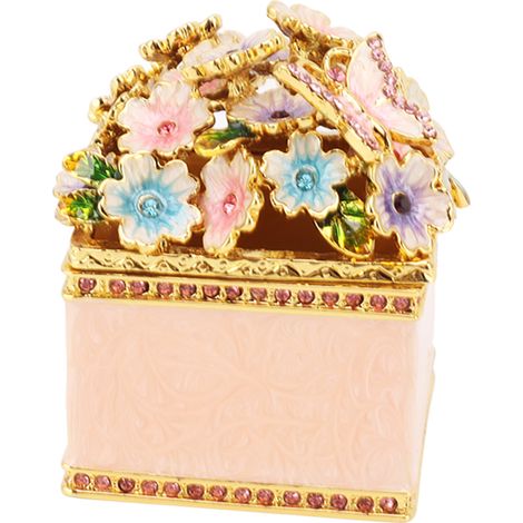Boîte à bagues émaillée incrustée de diamants, boîte à bijoux, boîte à bijoux à charnière, boîte à bijoux en émail et pierres précieuses, boîte à bijoux papillon) (1/5)