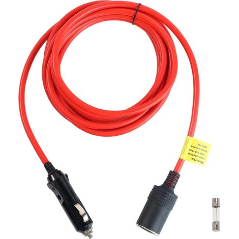 Rallonge allume-cigare pour voiture avec LED et fusible 15A 12V/24V pour appareils portables (36 m, calibre 16 AWG) (1/5)