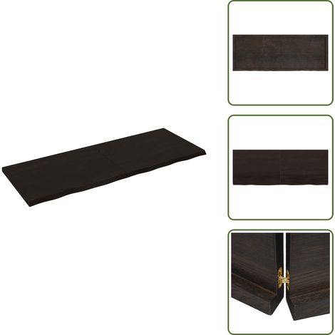 The Living Store Ripiano Marrone Scuro 160x60x(2-4) cm Massello Rovere Trattato - Ripiano in legno