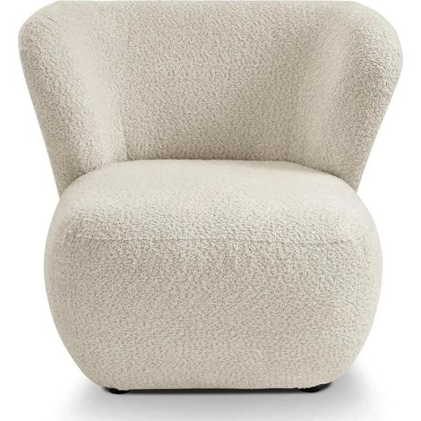 CAPRI - Fauteuil tissu bouclette - Beige