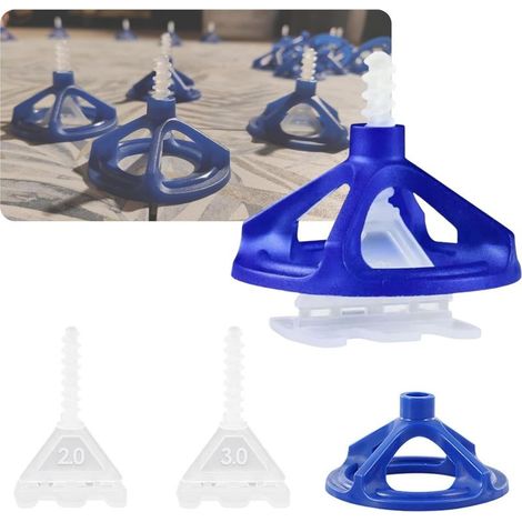 Kit de separadores de azulejos autonivelantes de 2 mm x 100 + Dial reutilizable x 100  Fácil para aficionados al bricolaje y alicatadores  Herramienta de nivelación + Separadores de azulejos para suel (1/5)