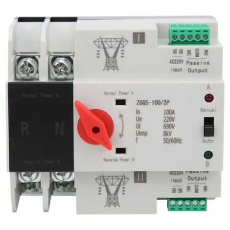 Commutateur de transfert automatique à double puissance, contrleur bidirectionnel ininterrompu ZGQ5-100/2P 220V (1/5)