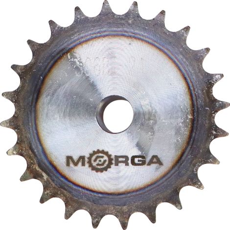 Pignon de chaîne trempé avec moyeu à bride MORGA 06B-1 (R1 3/8) Z-24 diamètre extérieur 76,7 mm (1/4)
