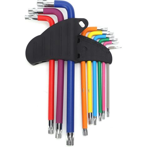Jeu de 9 clés Allen en forme d'étoile, tournevis hexagonal multicolore, outil de réparation, accessoire de bricolage (1/5)