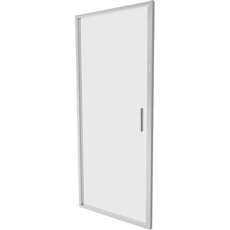 Porte de douche pour niche 75cm Porte de douche battante Ultraslim Profilés en aluminium chromé Verre opaque 6mm h190 Ajustable 72-76cm - Réversible Mod. Portofino