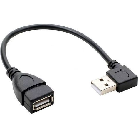 USB 2.0 rechtwinkliges Adapterkabel, das sich um 90 Grad nach rechts erstreckt USB-Stecker auf USB-Buchse Datenverlängerungskabel 20 cm. (1/4)