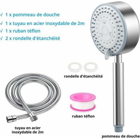 Pommeau De Douche - Acier Inoxydable - Anti-calcaire - Économiseur D'eau - Haute Pression - Pour Salle De Bain Et WC - 1 Pièce (1/5)