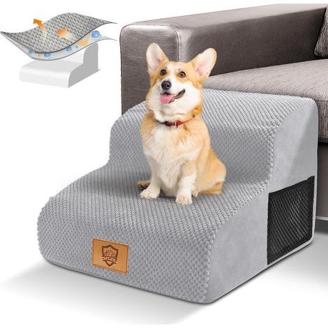 Hundetreppe, 2 Stufen, hochdichter Schaumstoff, waschbar, rutschfester Bezug, Wohnzimmer, Schlafzimmer (1/5)